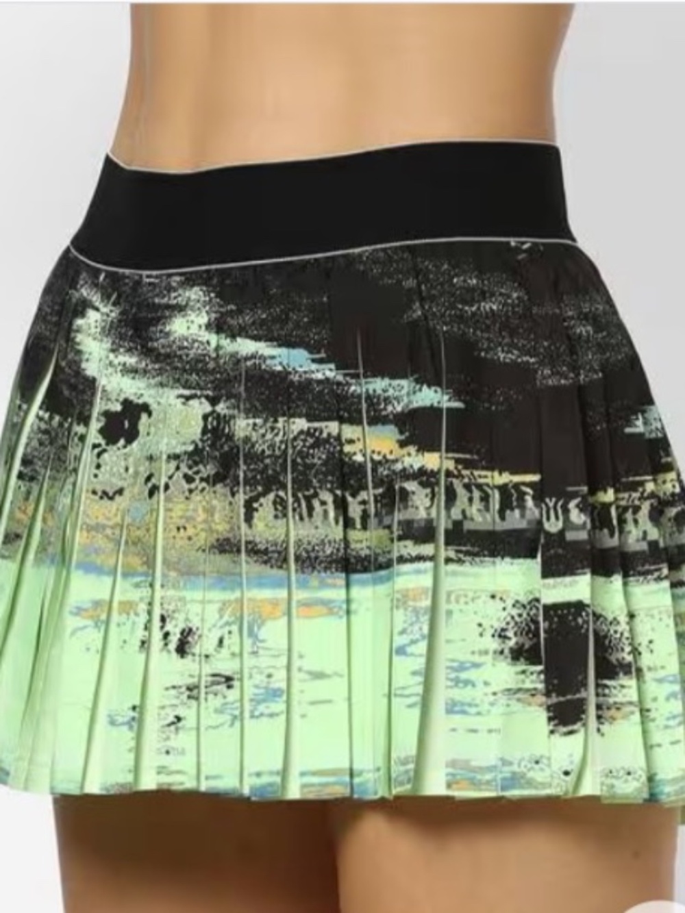 Adidas NY pleated tennis Skirt Skort graphic Glow Green/Black Size Medium